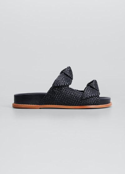 Shop Alexandre Birman Clarita Braided Knot Flat Sandals In Black