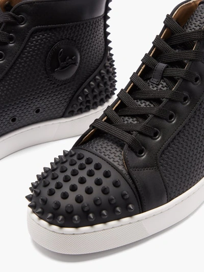 Christian Louboutin Men's Lou Spikes 2 Woven Leather High-top Sneakers In  Black | ModeSens
