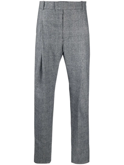 Shop Alexander Mcqueen Check-pattern Tapered Wool Trousers In Black
