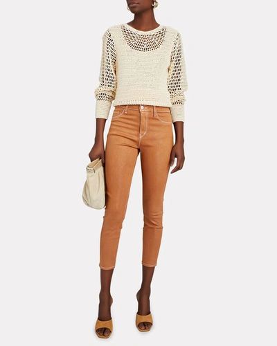 Shop L Agence Margot Coated Skinny Jean In Brown