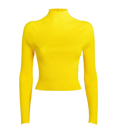Shop Alice And Olivia Merino Irena Cropped Sweater In Yellow