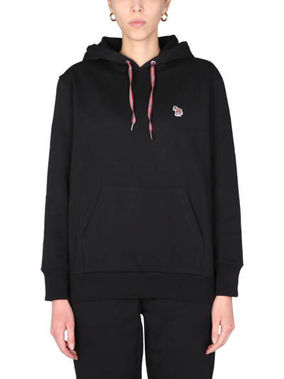 Ps By Paul Smith Ps Paul Smith Zebra Patch Drawstring Hoodie In Black