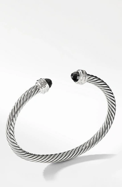 Shop David Yurman Cable Classics Bracelet With Semiprecious Stones & Diamonds In Black Onyx