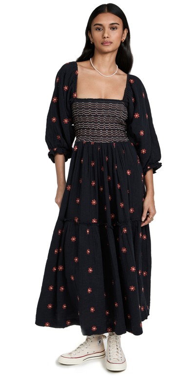Shop Free People Dahlia Embroidered Dress In Black Combo