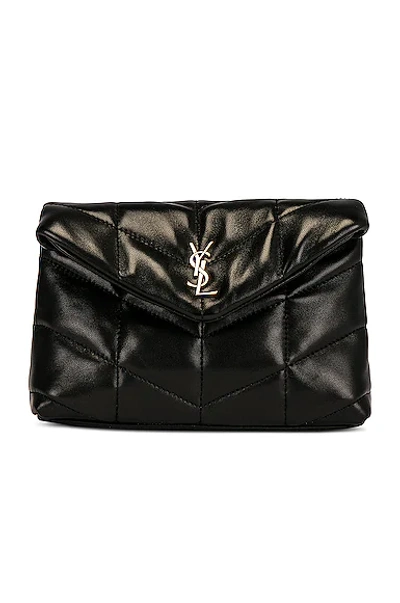 Shop Saint Laurent Small Puffer Pouch In Nero