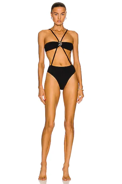 Shop Dolce & Gabbana Logo Strappy One Piece Swimsuit In Nero