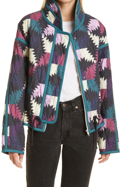 Shop Isabel Marant Étoile Hazzle Cotton Patchwork Jacket In Faded Night