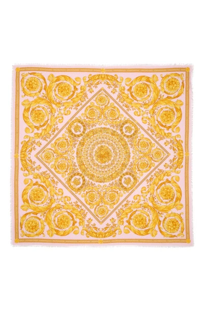 Shop Versace Barocco Square Scarf In Candy Gold