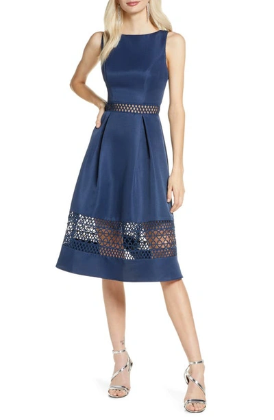 Chi Chi London Delia Fit & Flare Dress In Navy