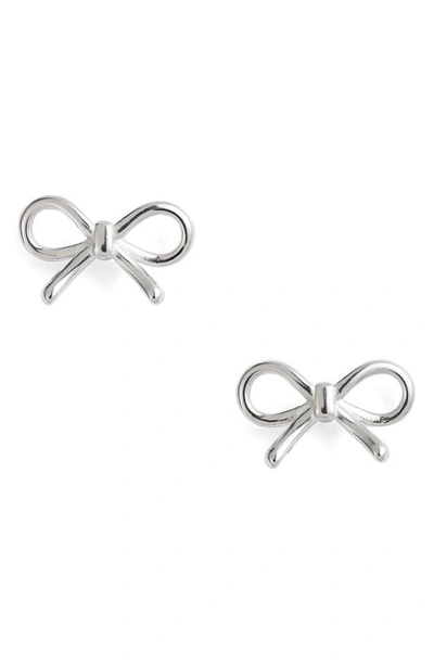 Shop Knotty Bow Stud Earrings In Rhodium