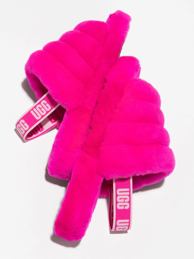 Shop Ugg Fluff Yeah Shearling Sandals In Pink