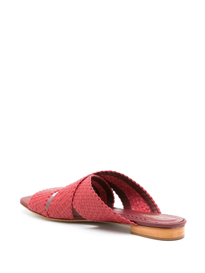 Sarah Chofakian Leather Tristan Flat Sandals In Red