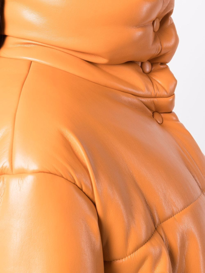 Shop Nanushka Faux-leather Puffer Jacket In Orange