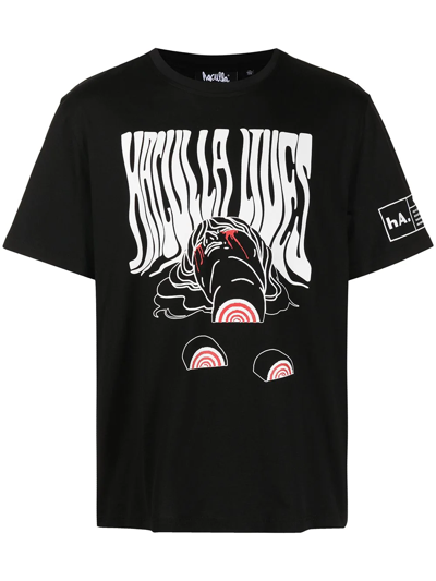 Shop Haculla Bulls Eye Stretch-cotton T-shirt In Black