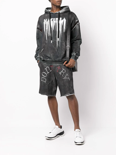 Haculla Smeared Graphic-print Cotton-jersey Hoody In Black