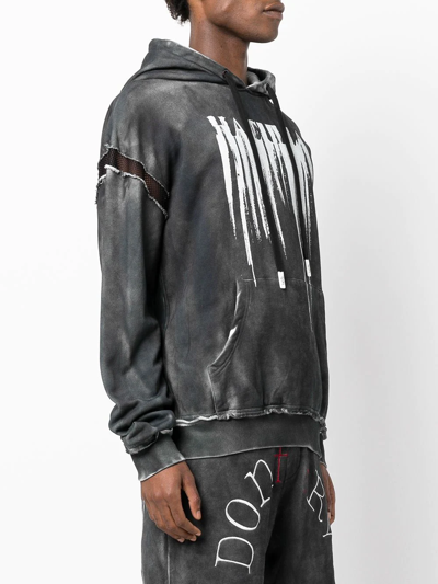 Shop Haculla Smeared Distressed Cotton Hoodie In Black