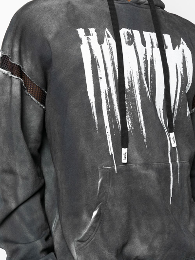 Haculla Smeared Graphic-print Cotton-jersey Hoody In Black