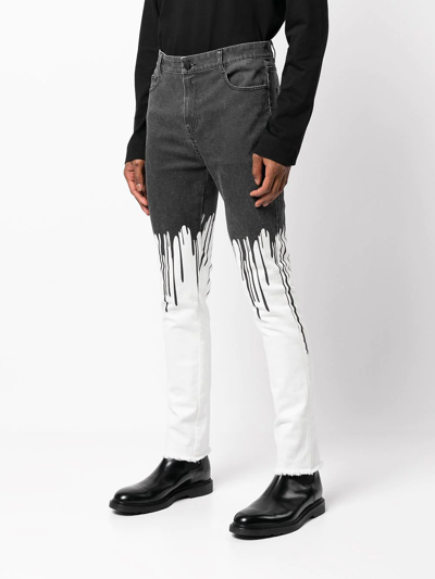Dripping Slim-fit Skinny Stretch-denim Jeans In Off-white