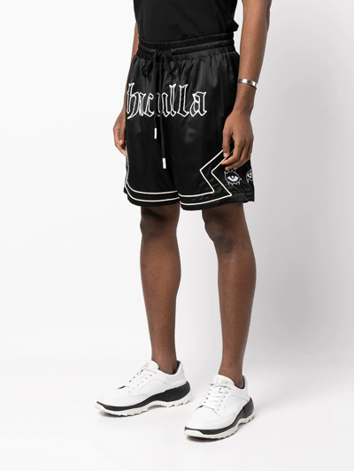 Haculla Gothic Brand-print Crepe Shorts In Black