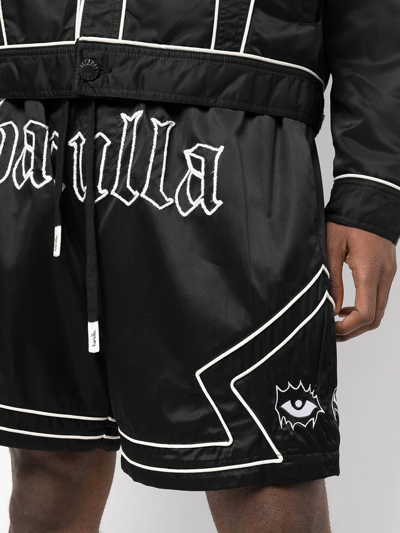 Haculla Gothic Brand-print Crepe Shorts In Black