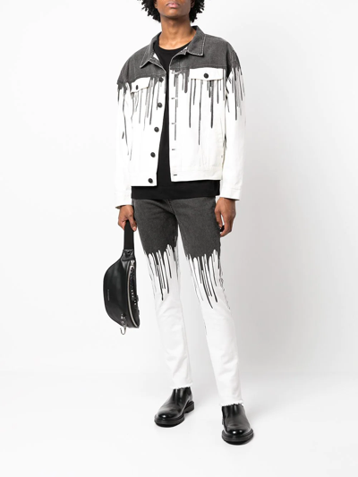 Shop Haculla Dripping-paint Denim Jacket In White