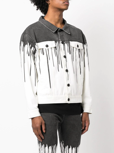 Shop Haculla Dripping-paint Denim Jacket In White