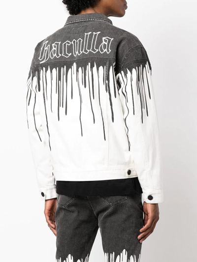 Shop Haculla Dripping-paint Denim Jacket In White