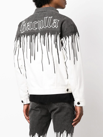 Haculla Dripping Graphic-pattern Denim Jacket In White