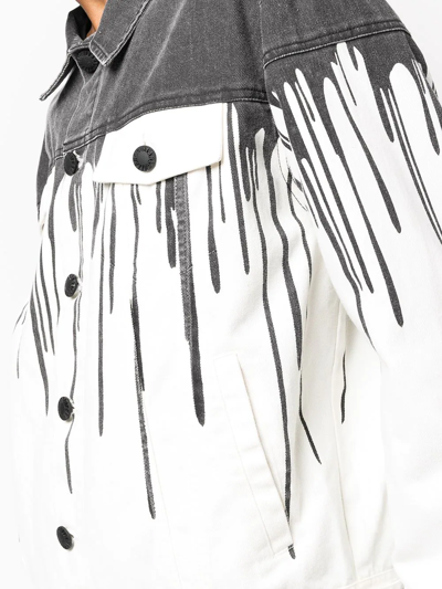 Shop Haculla Dripping-paint Denim Jacket In White