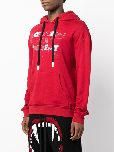 Haculla Don't Grow Up Fast Text-print Cotton-jersey Hoody In Red