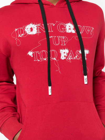 Haculla Don't Grow Up Fast Text-print Cotton-jersey Hoody In Red