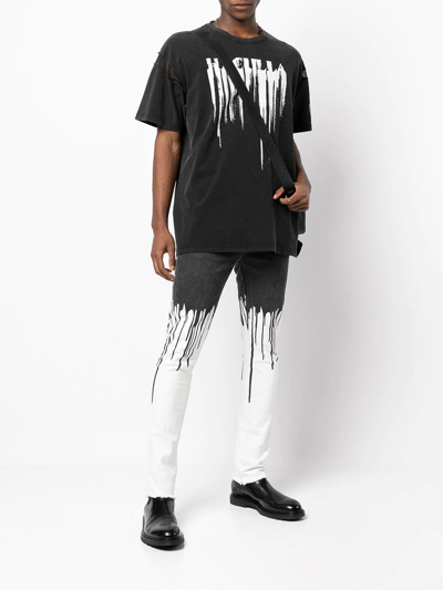 Shop Haculla Smeared Stretch-cotton T-shirt In Black