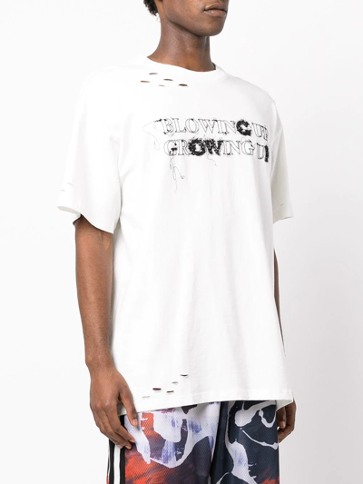 Shop Haculla Blowing Up Growing Up Stretch-cotton T-shirt In White