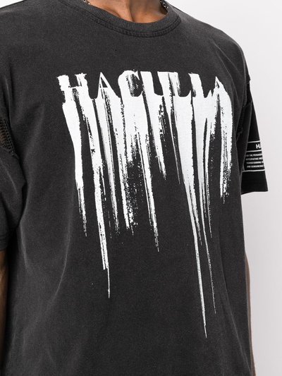 Shop Haculla Smeared Stretch-cotton T-shirt In Black