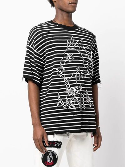 Shop Haculla Jac Punk Striped Cotton T-shirt In Black