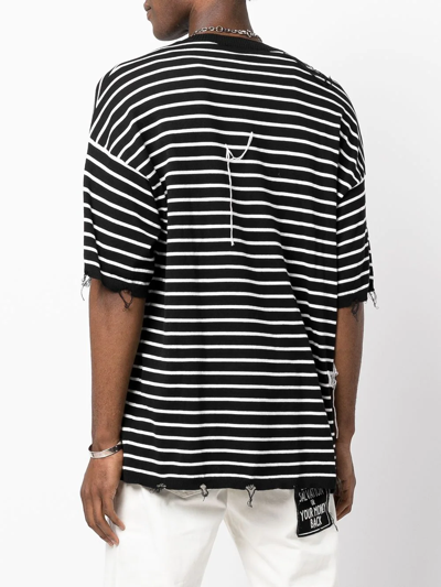 Shop Haculla Jac Punk Striped Cotton T-shirt In Black