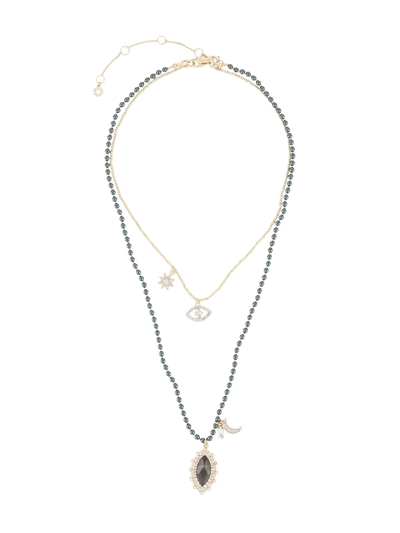Shop Marchesa Notte Layered Embellished Pendant Necklace In Gold