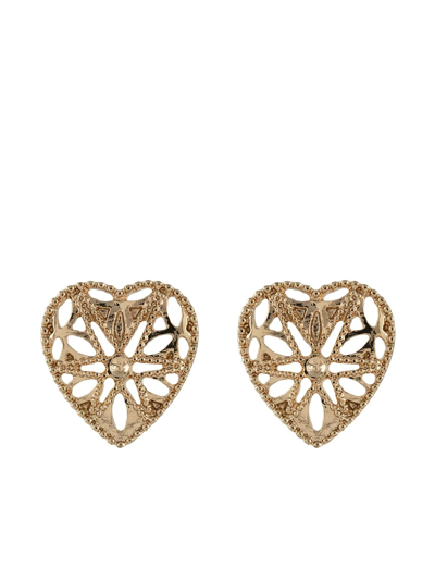 Shop Marchesa Notte Heart Cut-out Stud Earrings In Gold