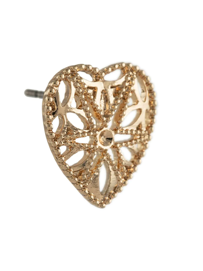 Shop Marchesa Notte Heart Cut-out Stud Earrings In Gold