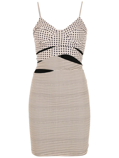 Shop Amir Slama Polka-dot Print Cutout Dress In Neutrals