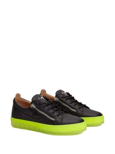 Shop Giuseppe Zanotti Frankie Leather Low-top Sneakers In Black