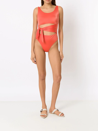 Brigitte Katia Knot-detail One-piece Swimsuit In Orange