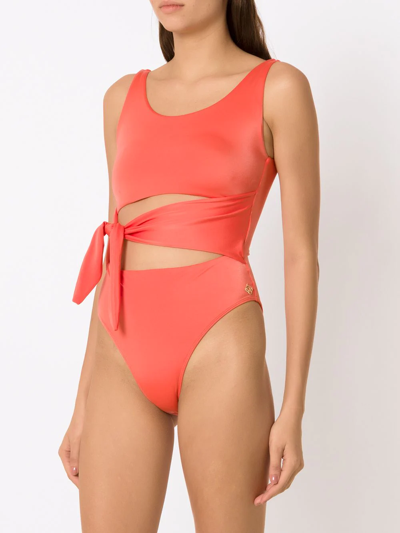 Brigitte Katia Knot-detail One-piece Swimsuit In Orange