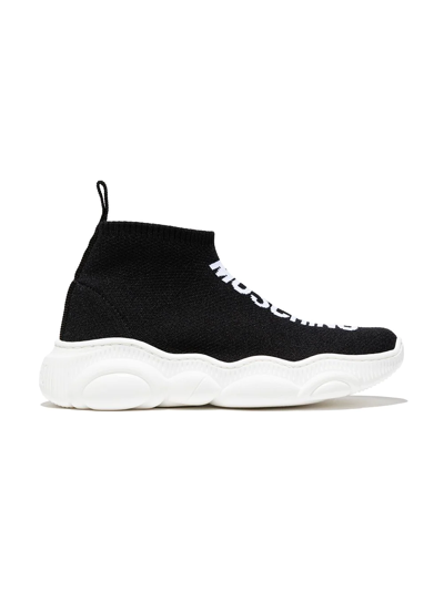 Moschino Logo-jacquard High-top Sock Trainers In Black