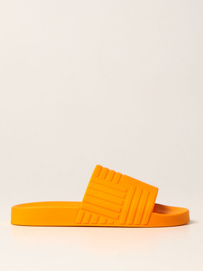 Shop Bottega Veneta Rubber Slides In Orange