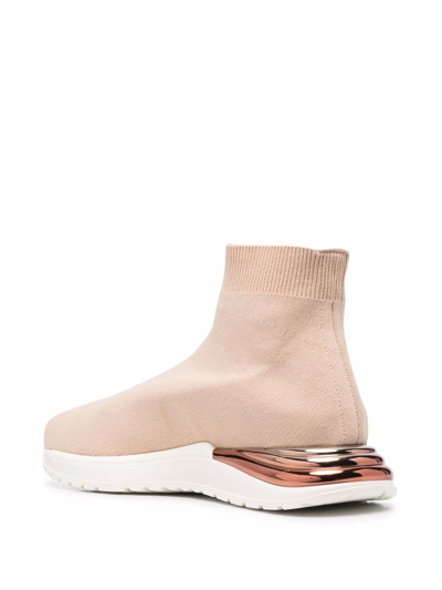 Ferragamo Metallic Heel-counter Sneakers In Neutrals