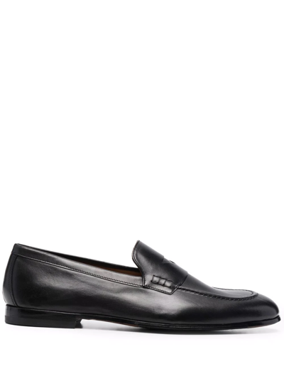 Shop Doucal's Almond Toe Loafers In Black