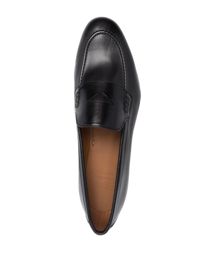 Shop Doucal's Almond Toe Loafers In Black