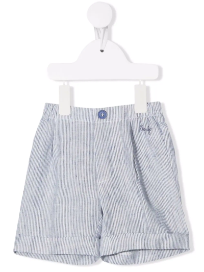 Shop Il Gufo Striped Linen Shorts In Blue