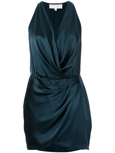 Shop Michelle Mason Cut-out Detail Halterneck Gown In Blue
